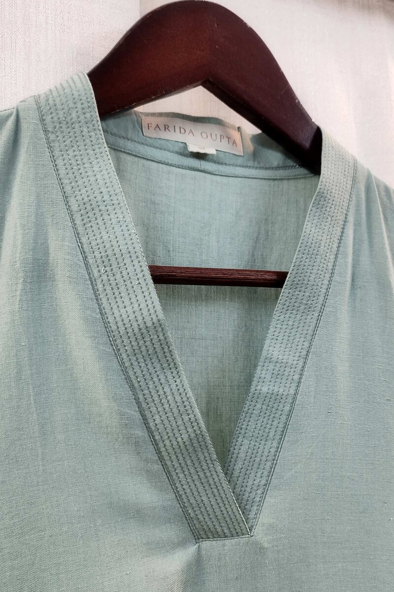 Sea-foam Green Handcrafted Straight Handloom Cotton Kurta