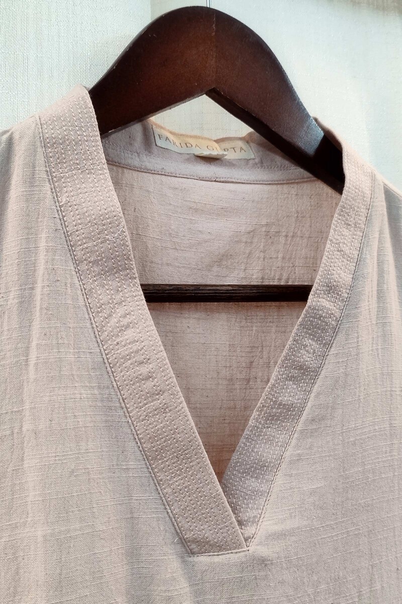 Rosy Brown Handcrafted Straight Handloom Cotton Kurta