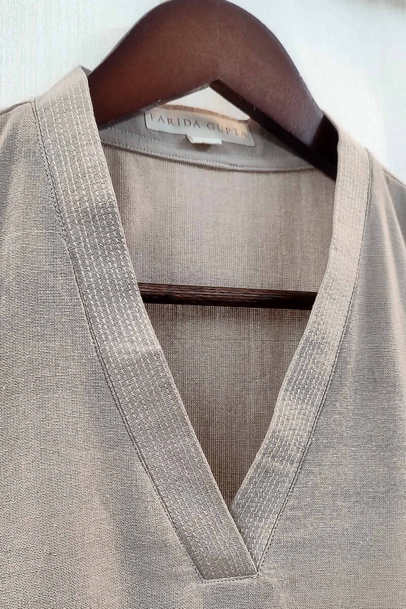 Light Brown Handcrafted Straight Handloom Cotton Kurta