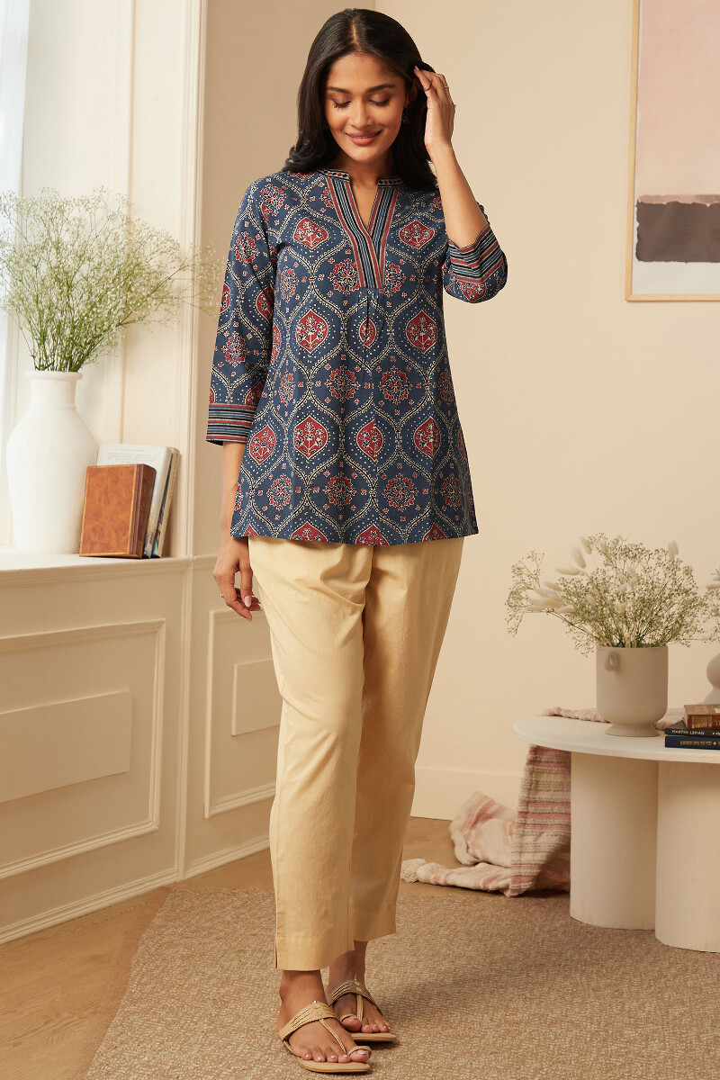 Ajrak Hand Block-Printed Cotton Top