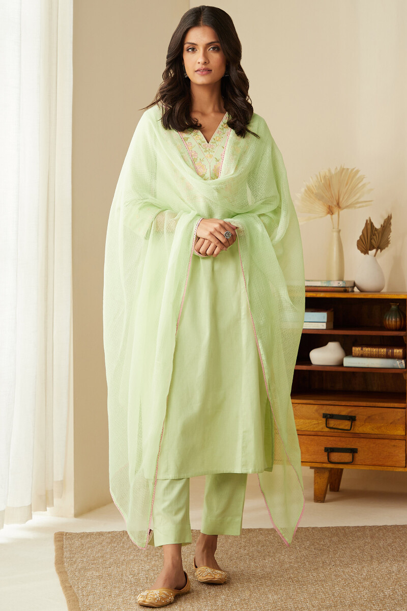 Green Handcrafted Kota Dupatta