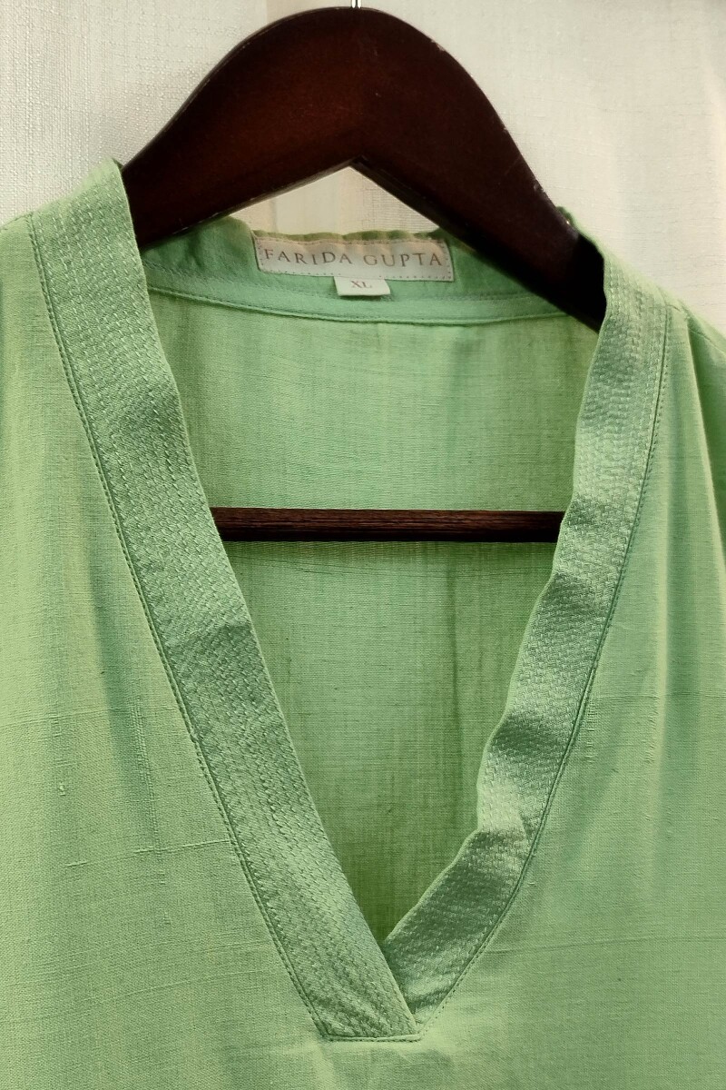 Light Green Handcrafted Straight Handloom Cotton Kurta