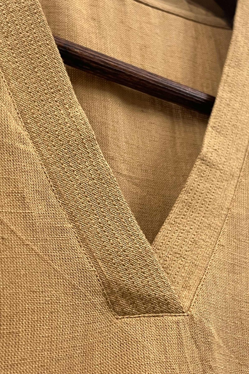 Light Brown Handcrafted Straight Handloom Cotton Kurta