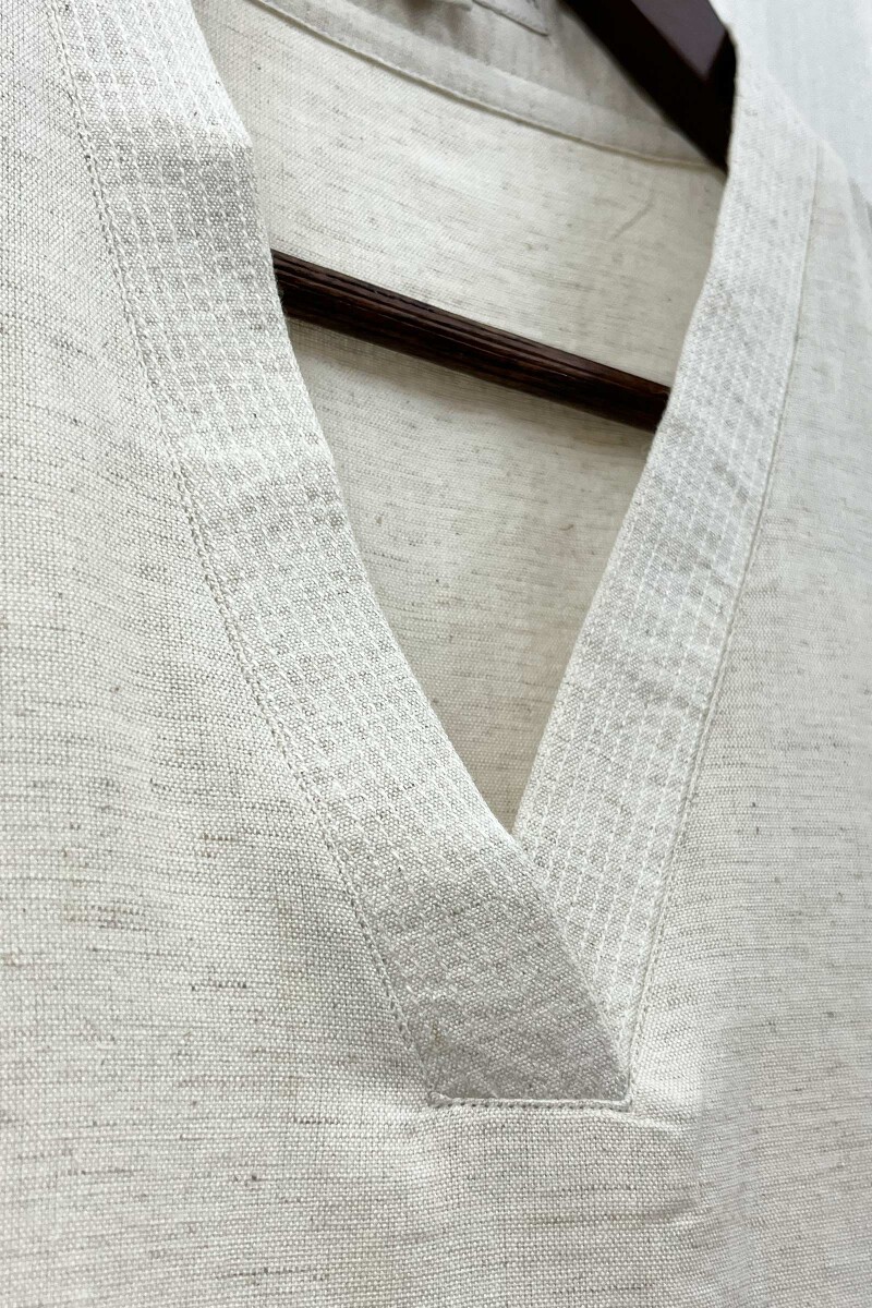 Cream Handcrafted Straight Handloom Cotton Kurta