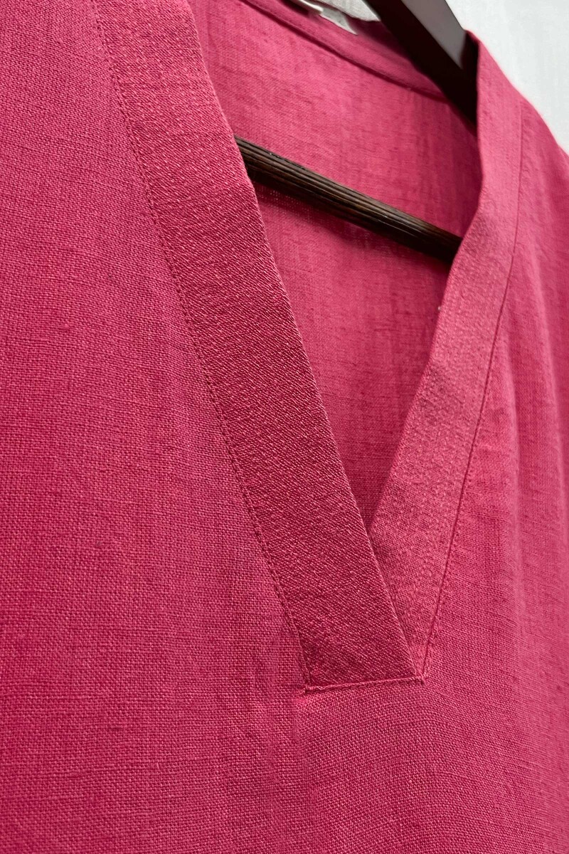 Pink Handcrafted Straight Handloom Cotton Kurta