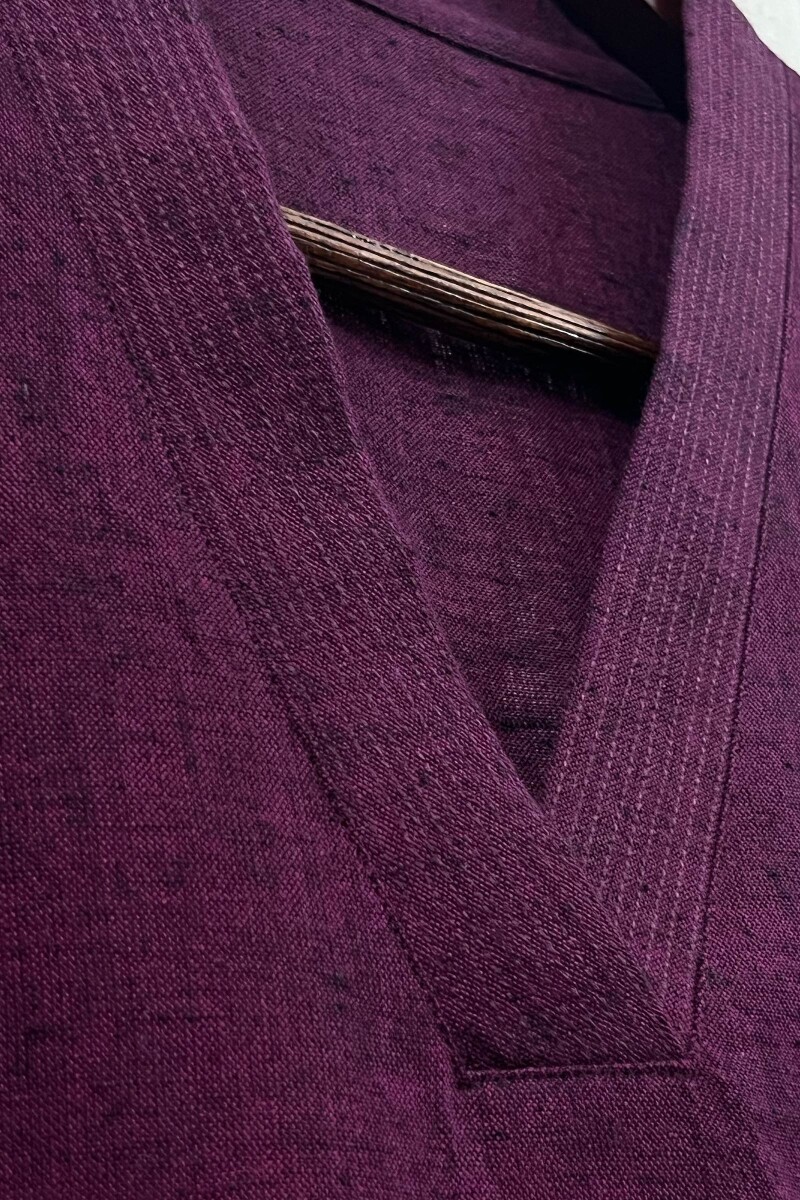 Dark Purple Handcrafted Straight Handloom Cotton Kurta