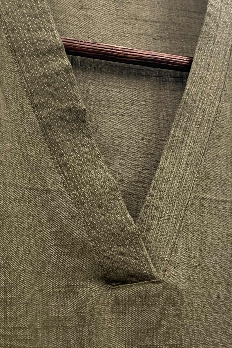 Dark Khaki Handcrafted Straight Handloom Cotton Kurta