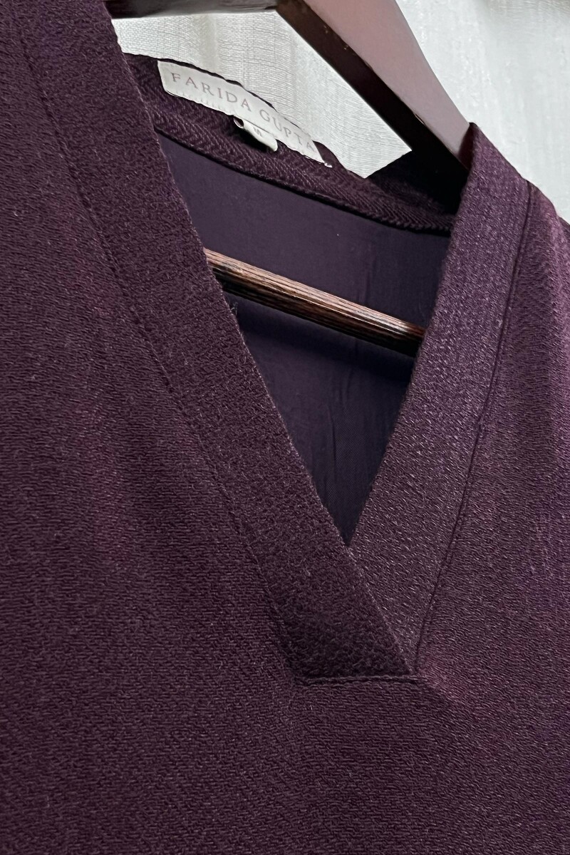 Purple Handcrafted Straight Cotton Dobby Kurta