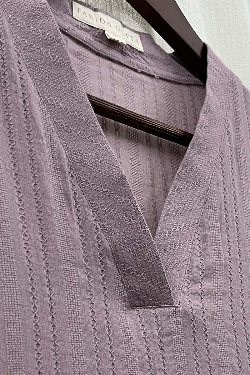 Light Purple Handcrafted Straight Cotton Dobby Kurta