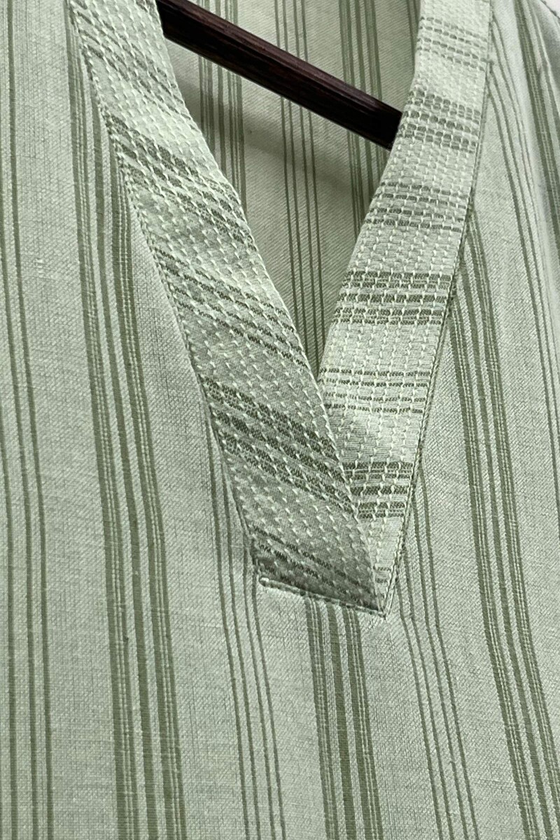 Mint Green Handcrafted Straight Handloom Cotton Kurta