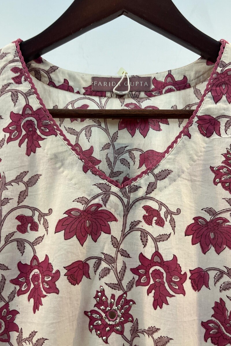 FG Specials: 1 of 1- Off-White Hand Block-Printed Cotton Kurta