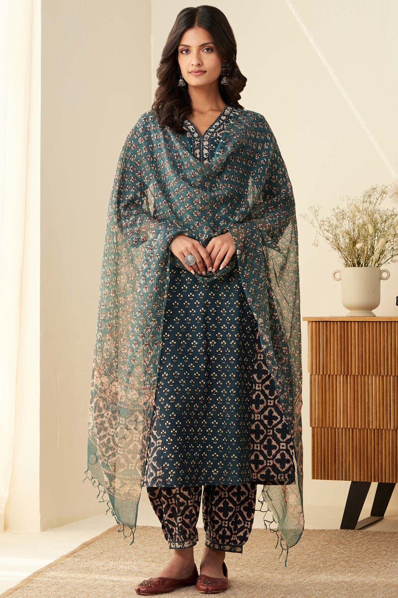 Bagru Hand Block-Printed Cotton Izhaar Pants