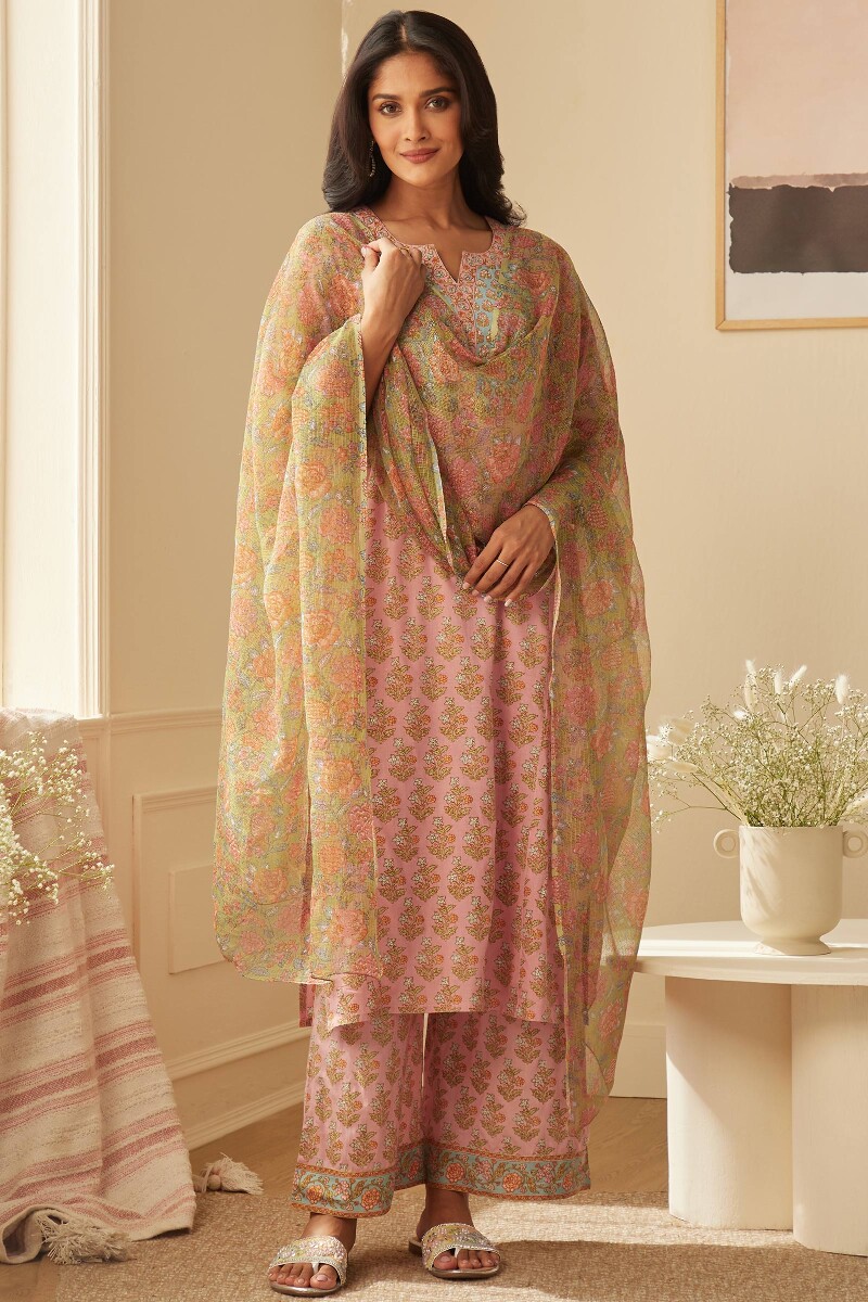 Green Hand Printed Kota Dupatta