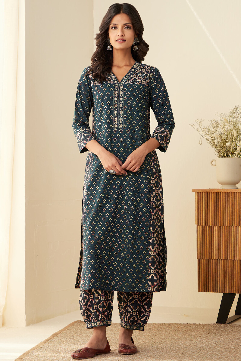 Bagru Hand Block-Printed Straight Cotton Kurta