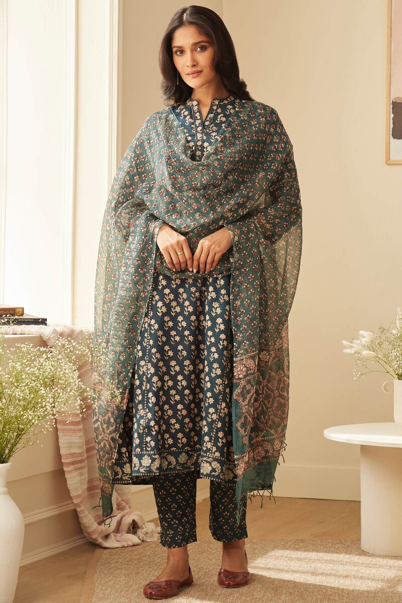 Bagru Hand Block-Printed Kota Dupatta
