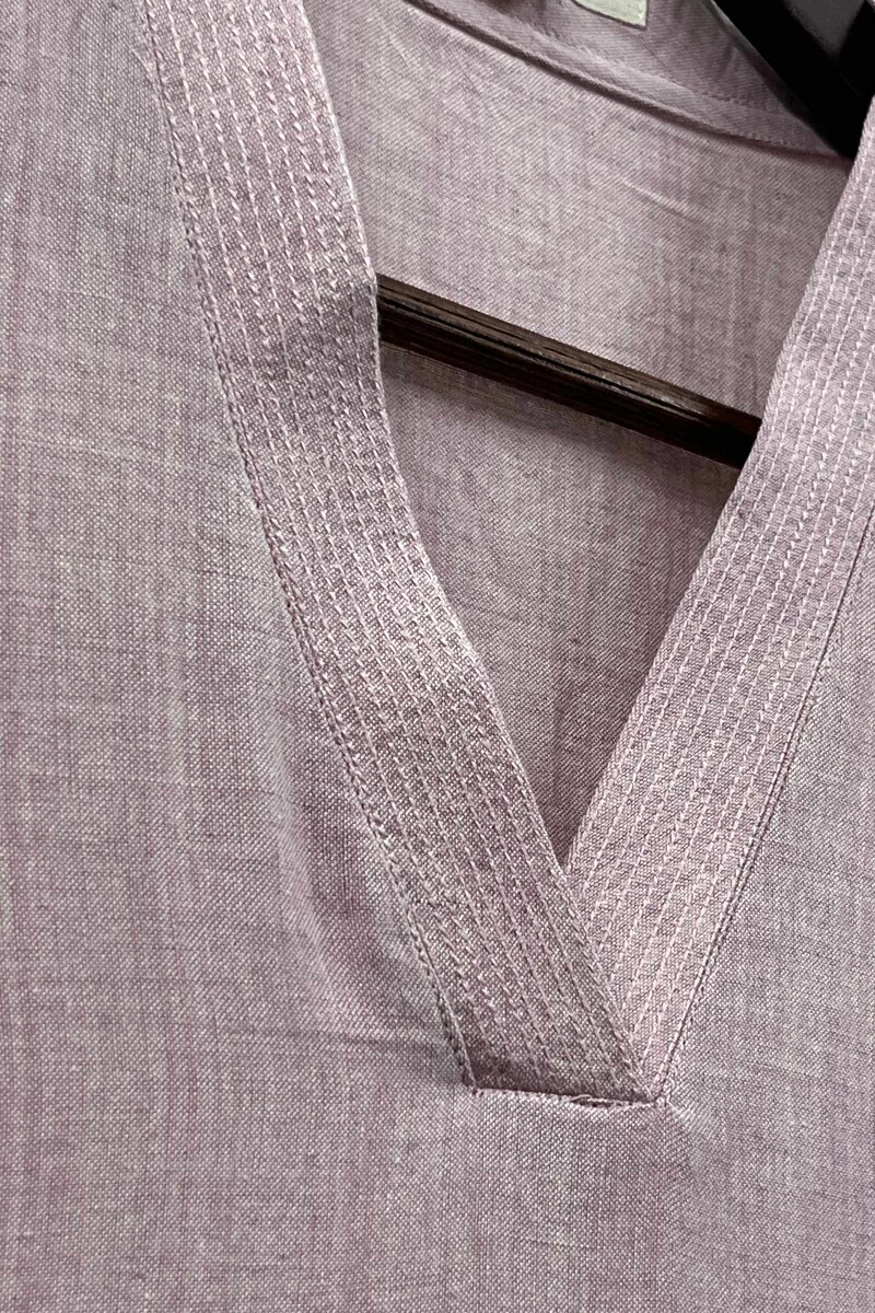 Light Pink Handcrafted Straight Handloom Cotton Kurta