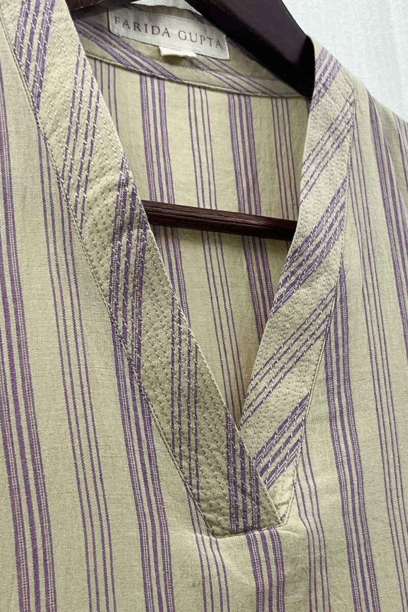 Taupe Handcrafted Straight Handloom Cotton Kurta