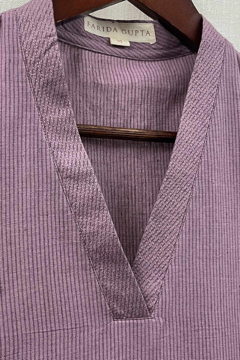 Dark Purple Handcrafted Straight Handloom Cotton Kurta