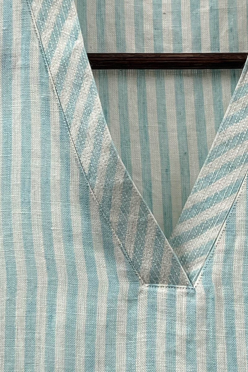 Sky Blue Handcrafted Straight Handloom Cotton Kurta
