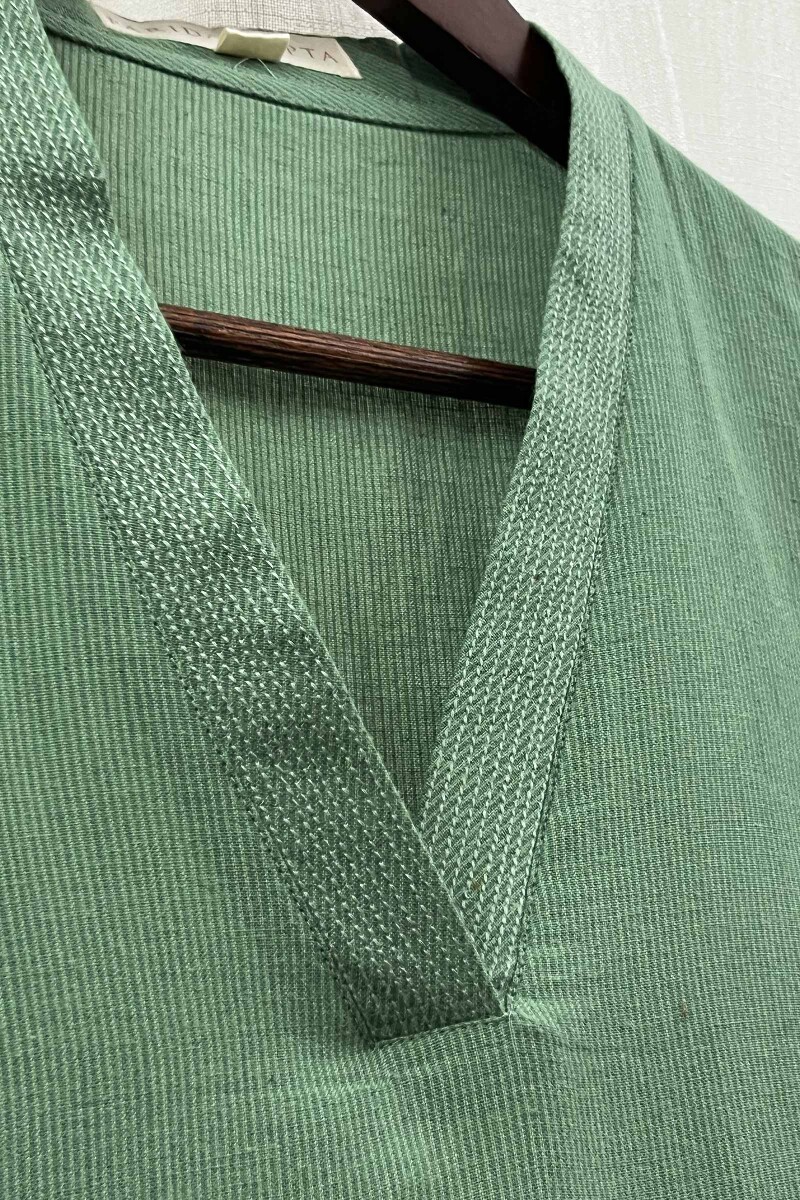 Mint Green Handcrafted Straight Handloom Cotton Kurta