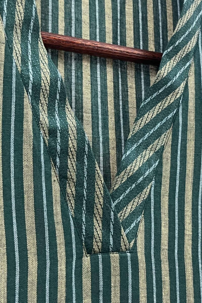 Green Handcrafted Straight Handloom Cotton Kurta