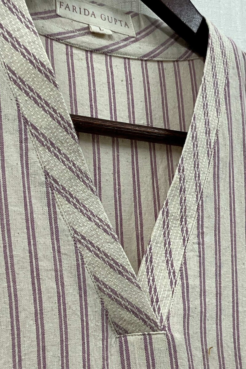 Cream Handcrafted Straight Handloom Cotton Kurta