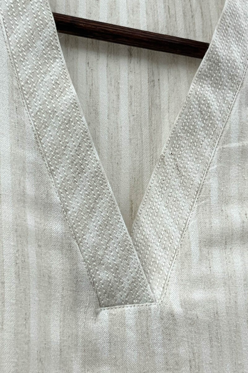 Cream Handcrafted Straight Handloom Cotton Kurta