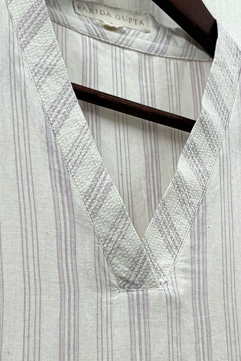 White Handcrafted Straight Handloom Cotton Kurta