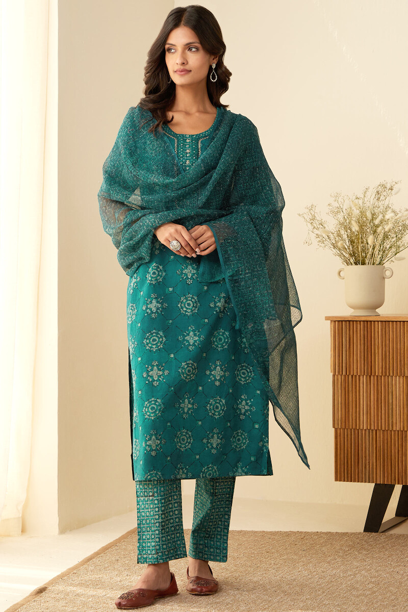 Akola Hand Block-Printed Kota Dupatta