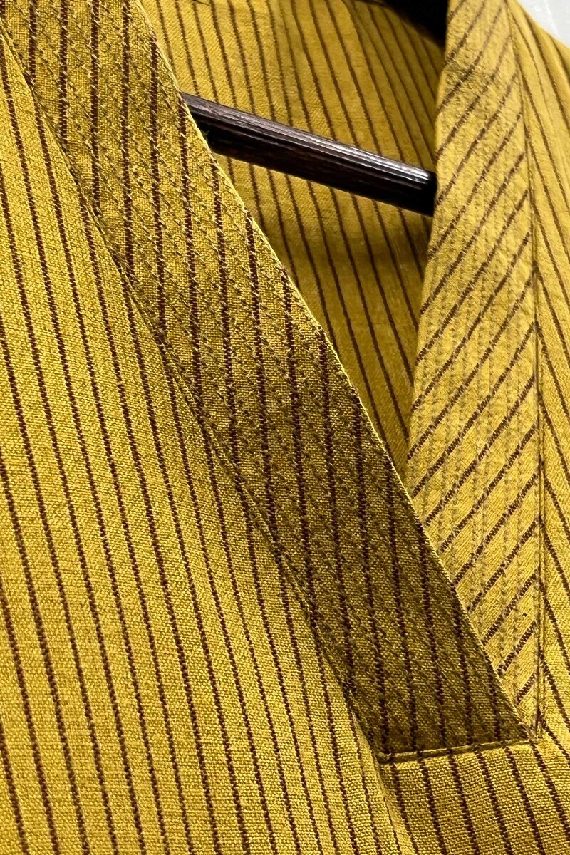 Dark Yellow Handcrafted Straight Handloom Cotton Kurta