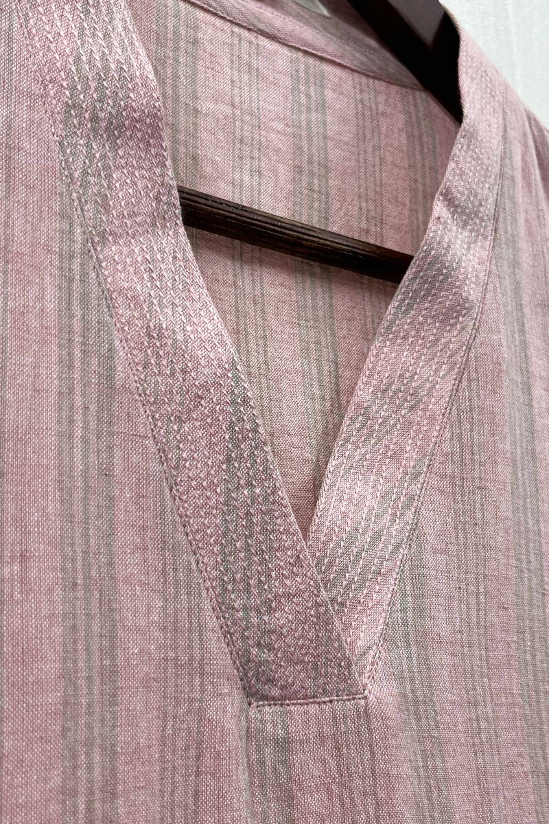 Pink Handcrafted Straight Handloom Cotton Kurta