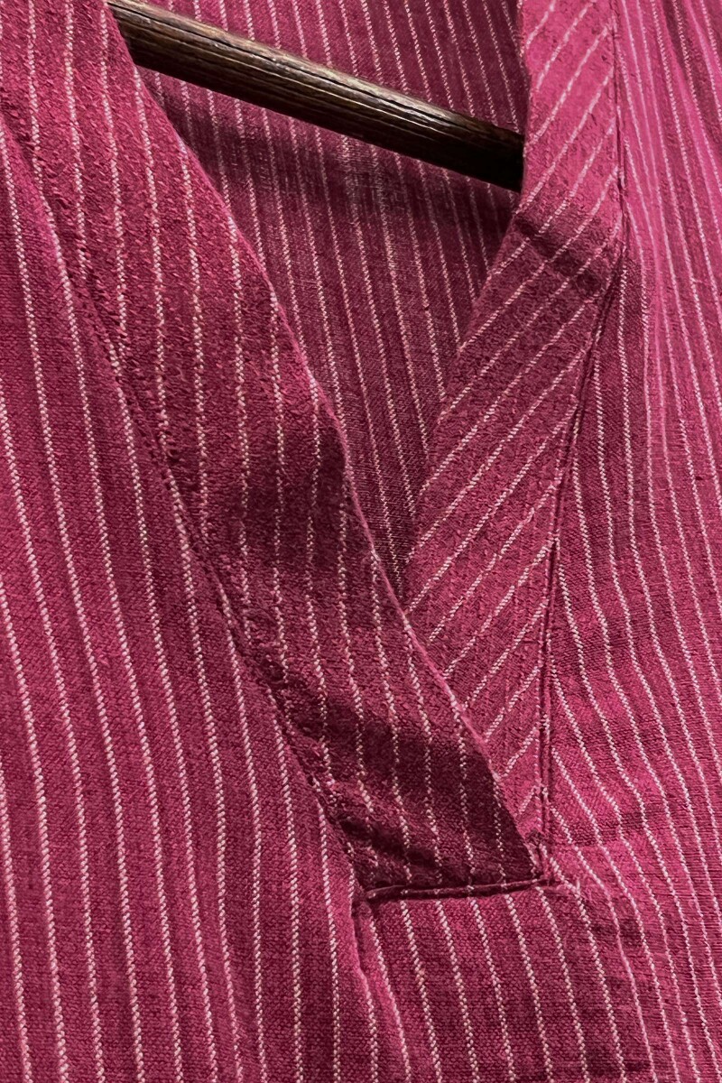 Maroon Handcrafted Straight Handloom Cotton Kurta
