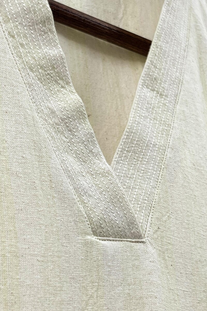 White Handcrafted Straight Handloom Cotton Kurta