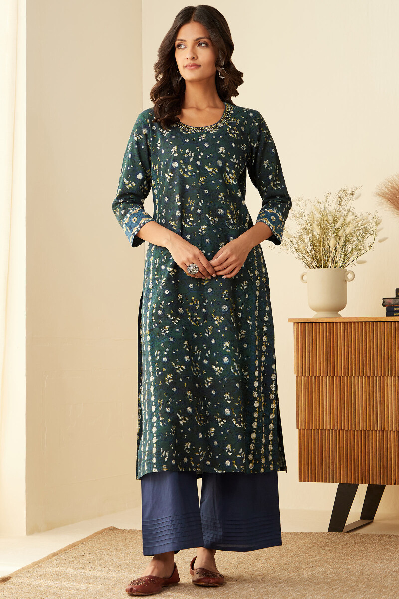 Bagru Hand Block-Printed Straight Cotton Kurta