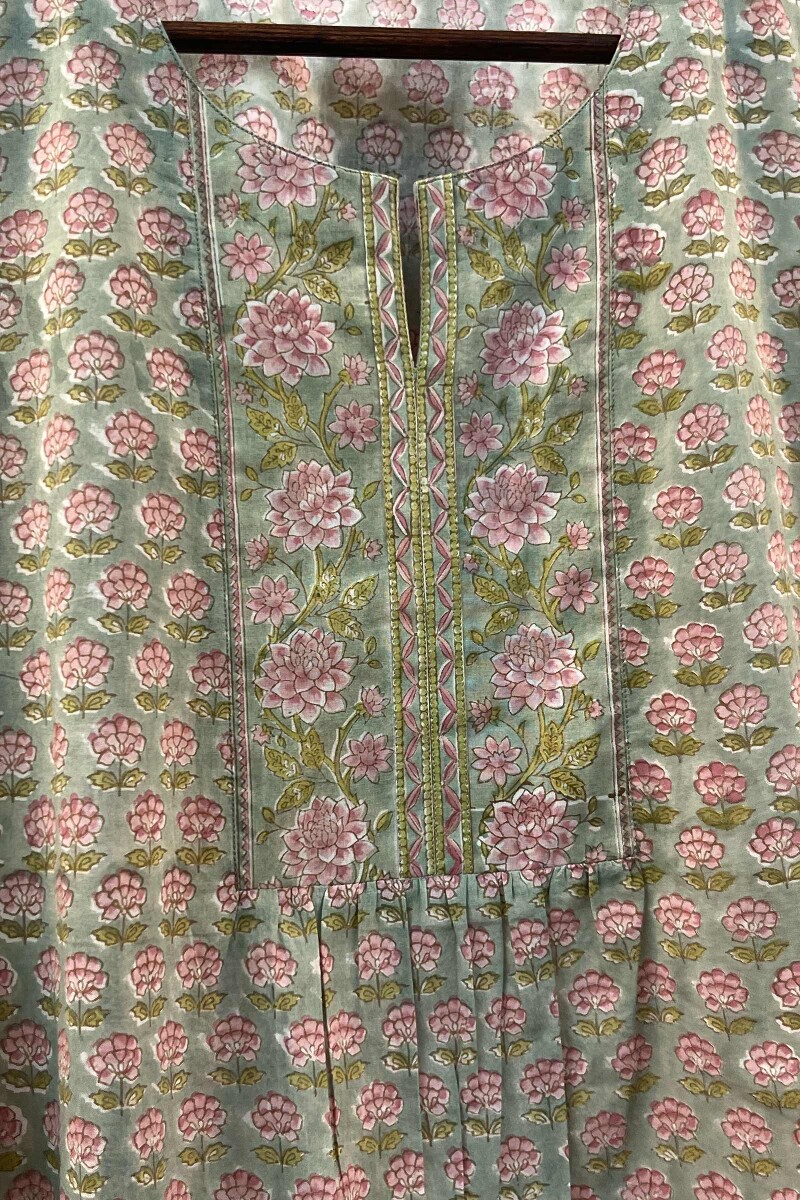 FG Specials: 1 of 1- Green Hand Block-Printed Cotton Top