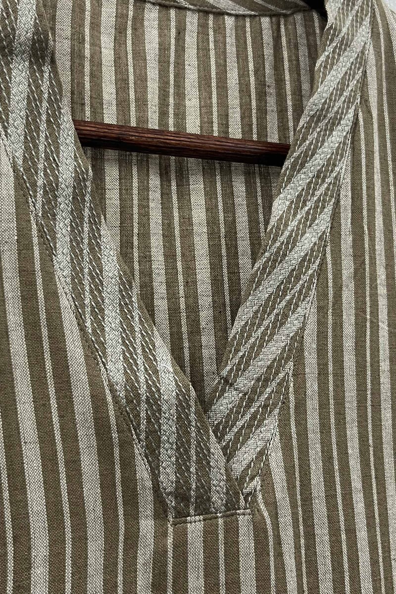 Dark Khaki Handcrafted Straight Handloom Cotton Kurta