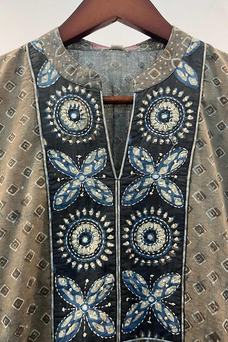 FG Specials: 1 Of 1 - Grey Hand Block-Printed Cotton Kurta
