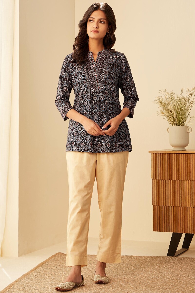 Ajrak Hand Block-Printed Cotton Top