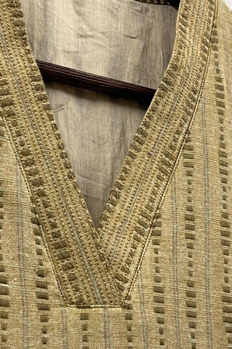 Flax Yellow Handcrafted Straight Handloom Cotton Kurta