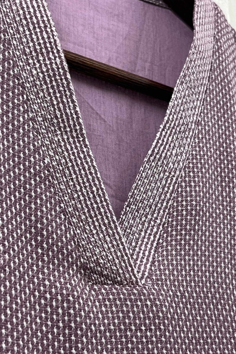 Purple Handcrafted Straight Handloom Cotton Kurta