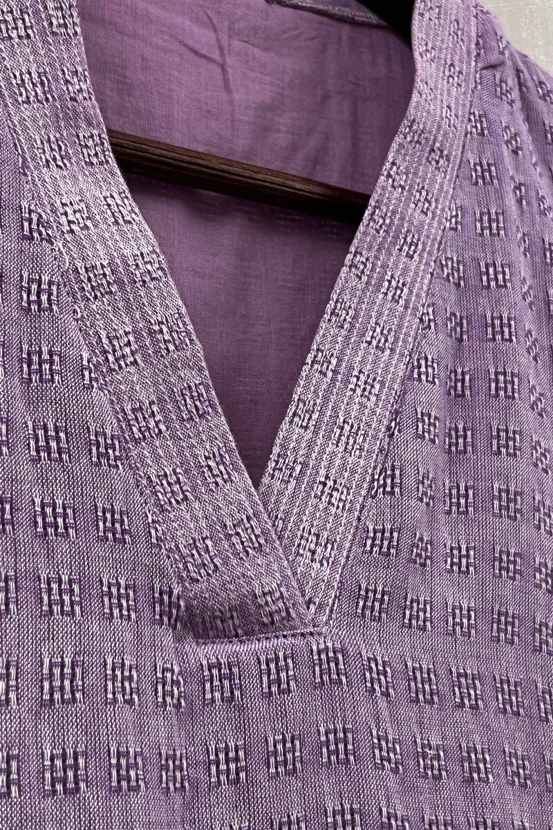 Light Purple Handcrafted Straight Handloom Cotton Kurta