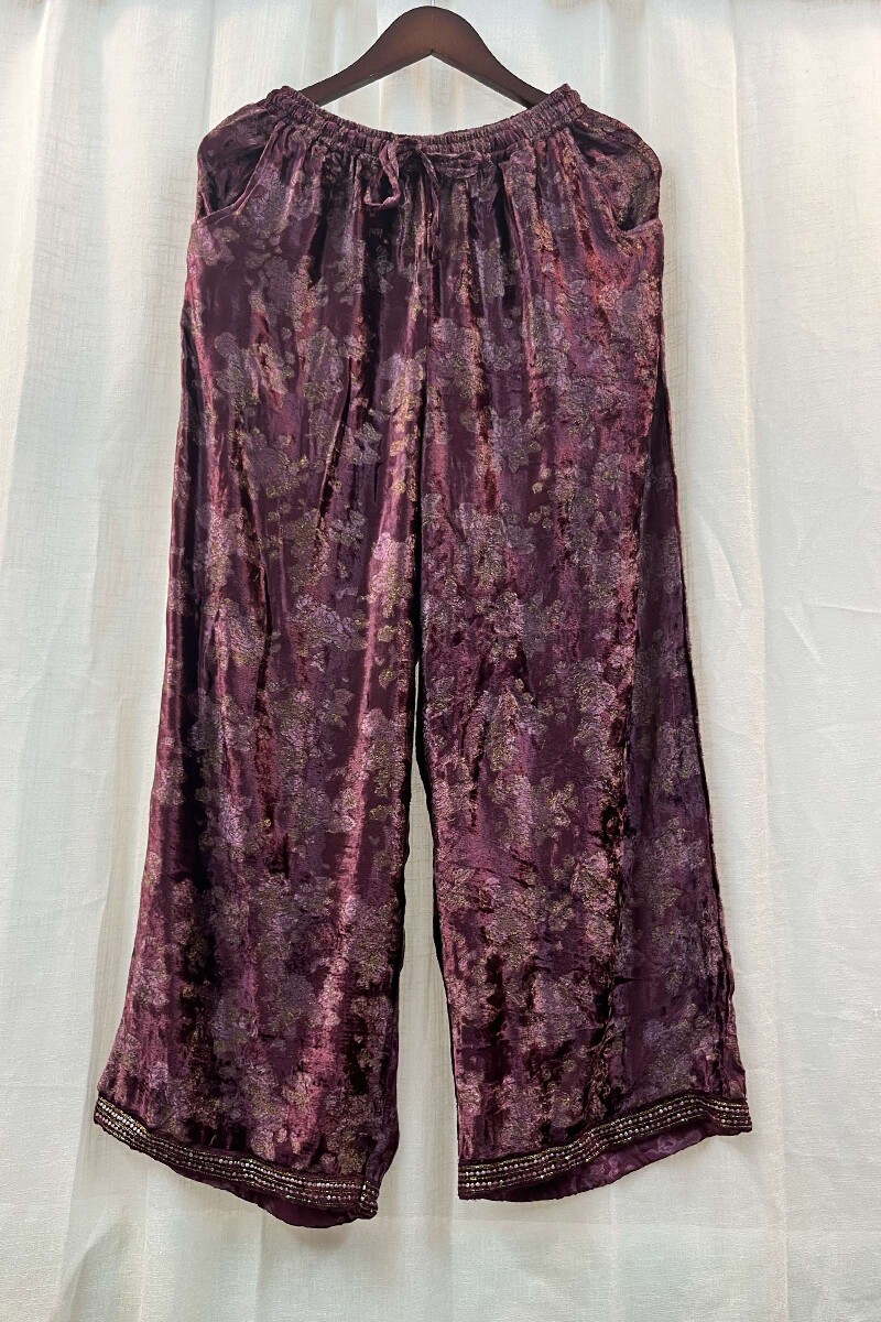 FG Specials: 1 of 1- Purple Handcrafted Velvet Kurta & Pants