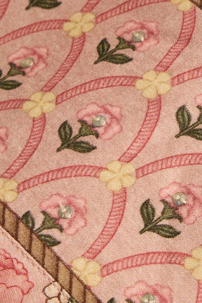 Peach Printed Straight Cotton Kurta