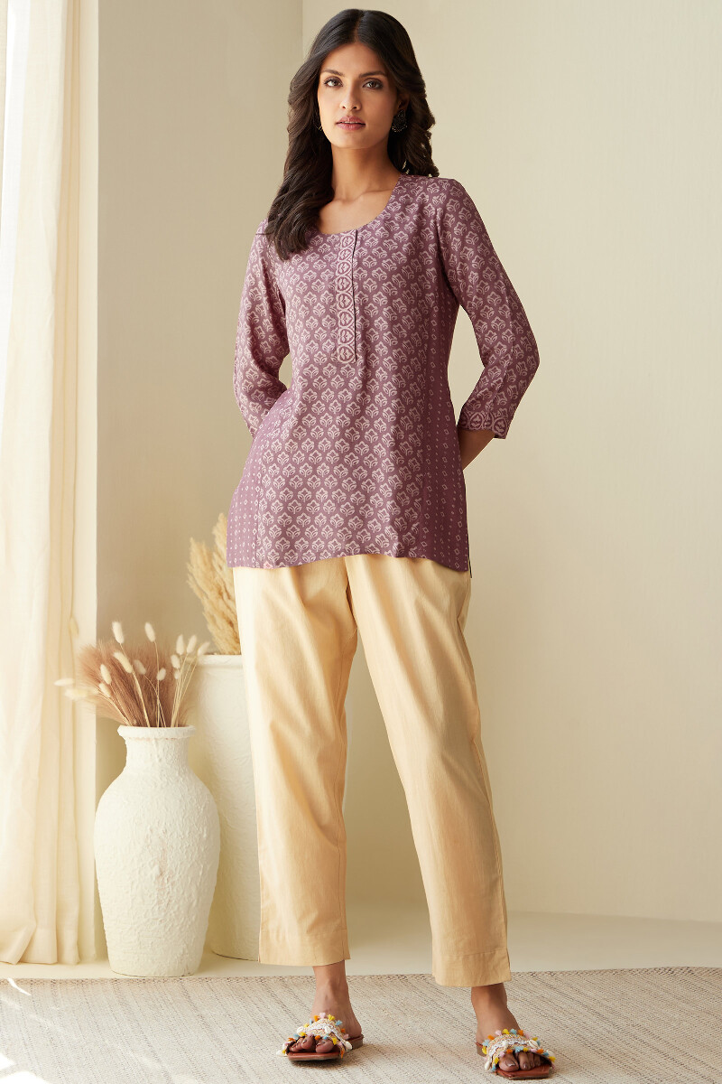 Purple Printed Viscose Top