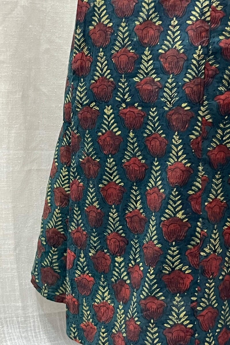 Green Hand Block-Printed Kaftan