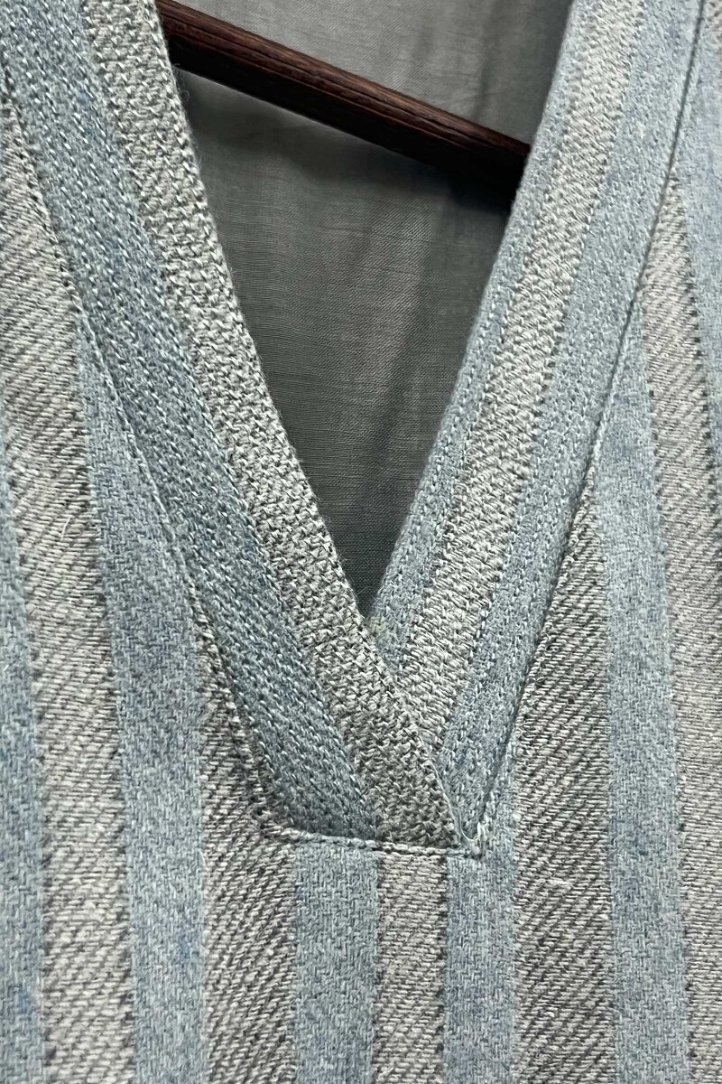 Light Blue Handcrafted Straight Handloom Cotton Kurta