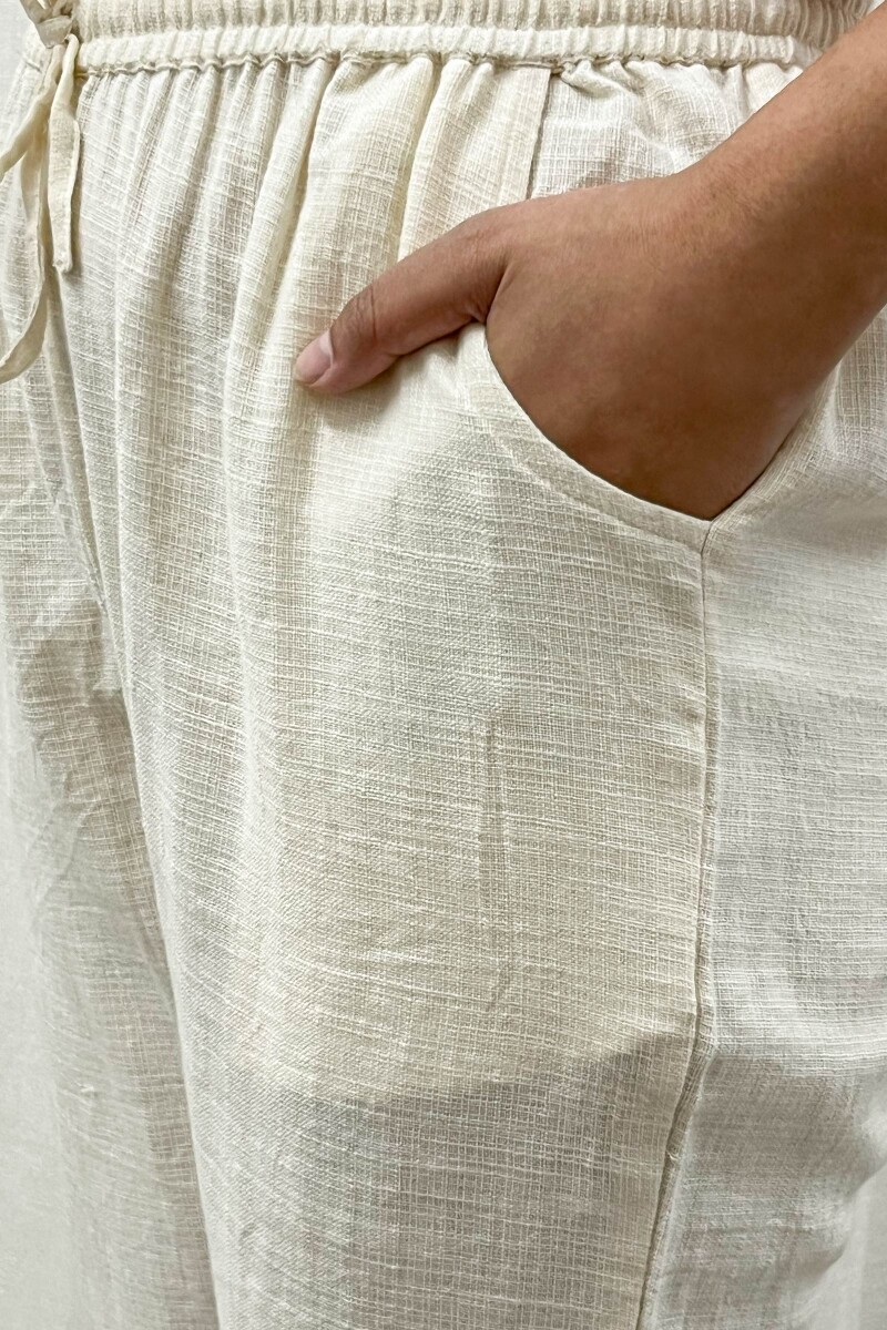 Cream Handcrafted Handloom Cotton Pants