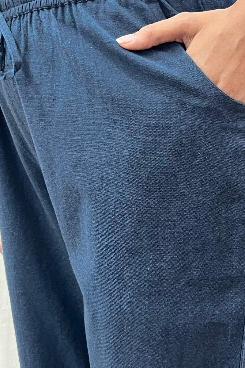 Navy Blue Handcrafted Handloom Cotton Pants