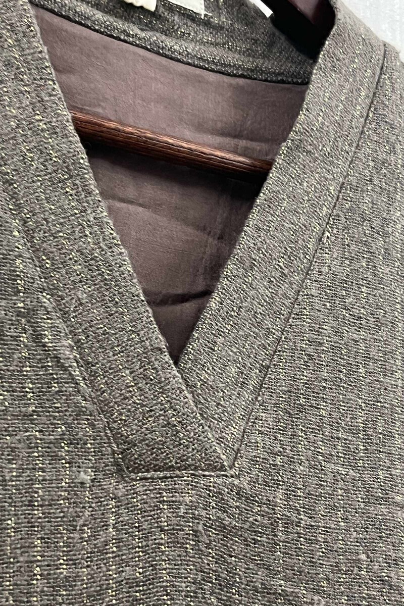 Grey Handcrafted Straight Faux Wool Kurta