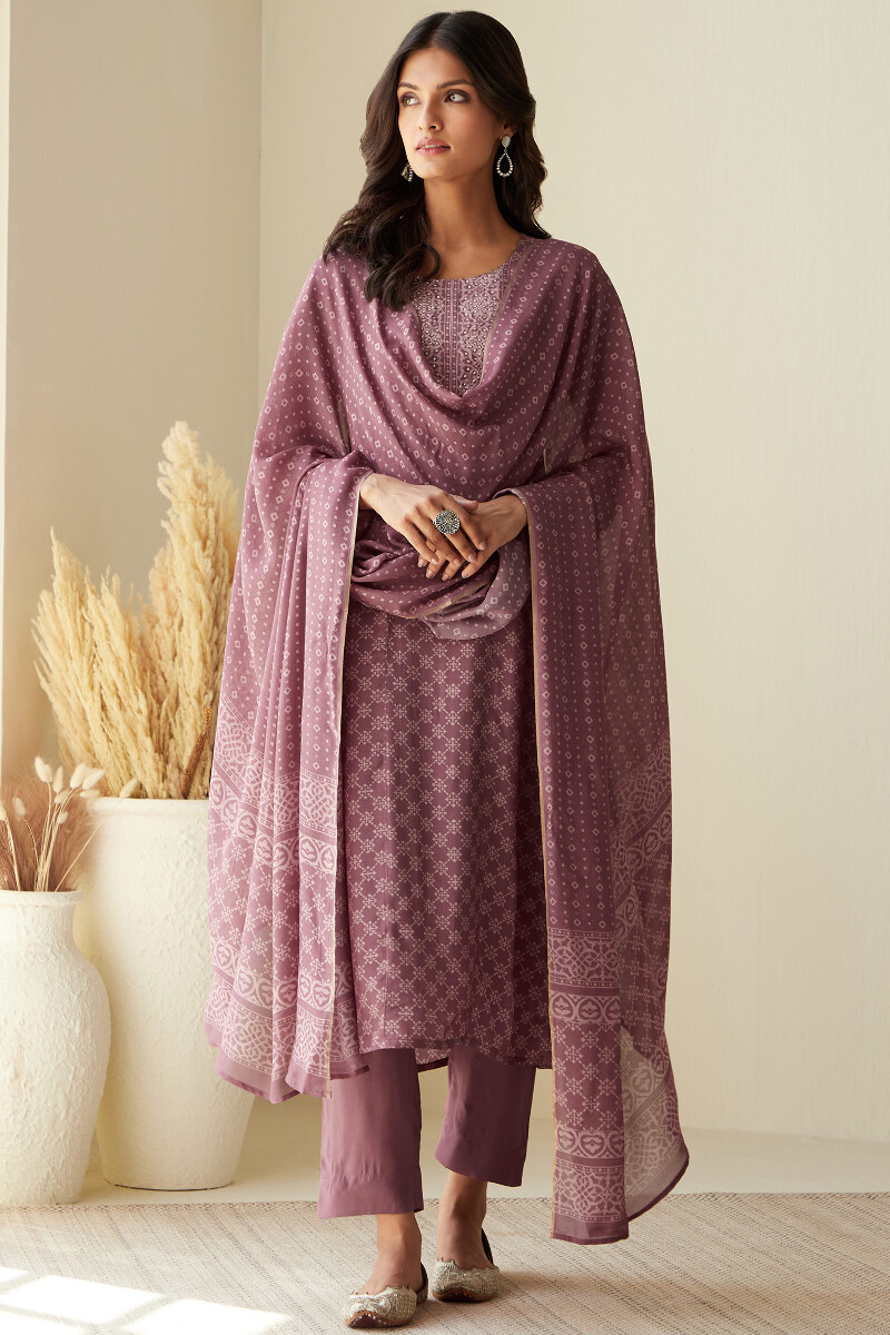 Purple Printed Modal Dupatta